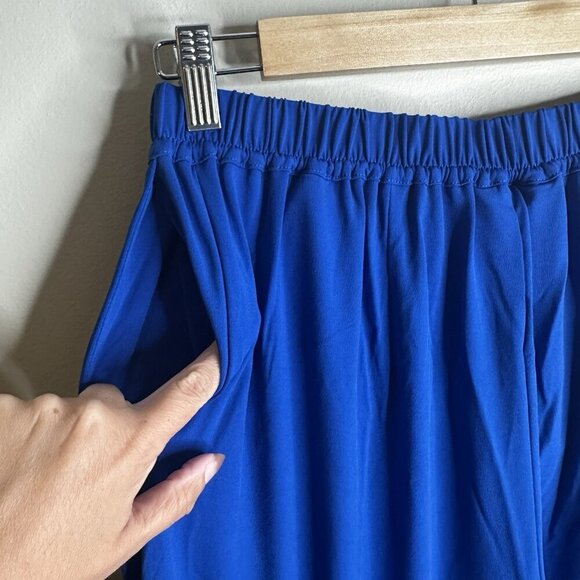 Bob Mackie Wearable Art Lagenlook Wide Leg Stretch trouser Pant Small‎ Blue NWT - Picture 9 of 13